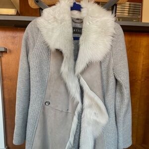 Shearling and wool sweater coat by Artico